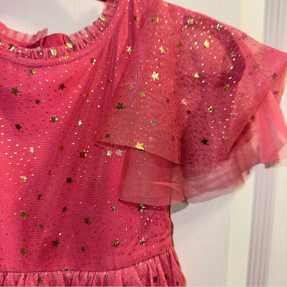 Mini Boden Red Dress with Gold Stars - Picture 2 of 4